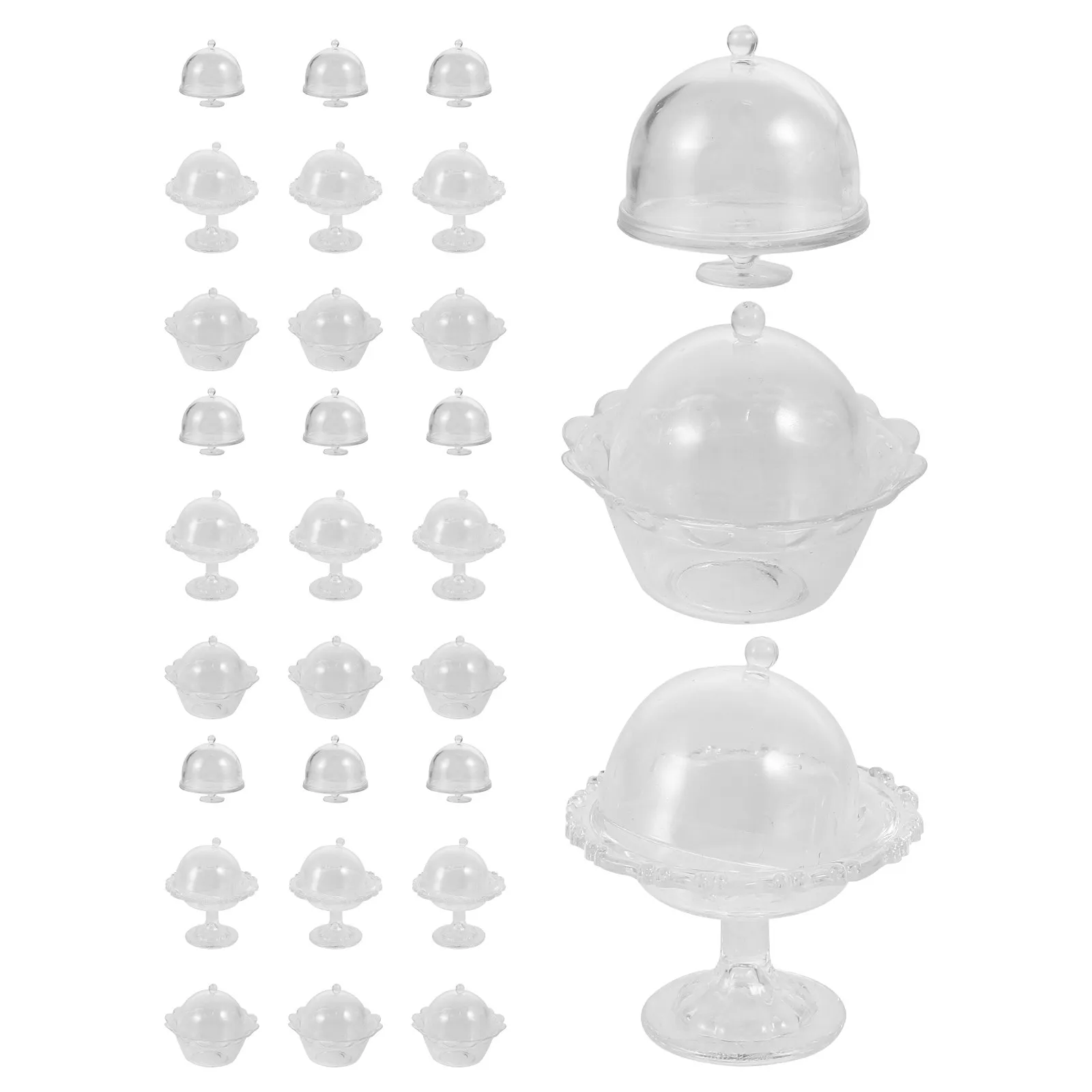 30 Sets Mini Clear Plastic Dessert Cups for Dollhouse Kitchens – Realistic Transparent Tart, Pudding & Cake Cups