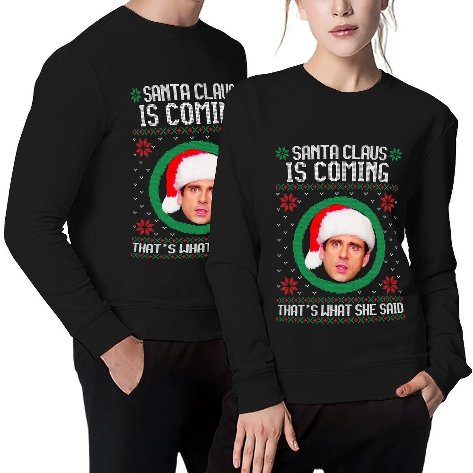 

The office Santa Claus is coming That's what she said Pullover japanese style korean clothes winter man sweatshirt