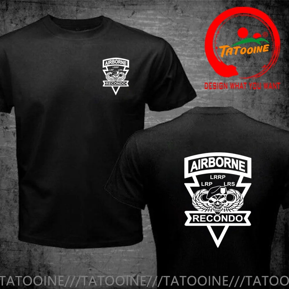 

Забавная дизайнерская рубашка Airborne Recondo, мужская модная повседневная одежда, стильные топы, футболка для отдыха, мужская футболка