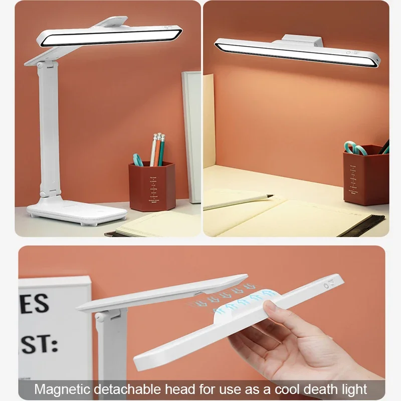 Imagem -04 - Recarregável Magnetic Led Table Lamp Usb Desk Reading Light Proteção para os Olhos Iluminação do Quarto de Estudo Dobre Rodar Luzes Noturnas