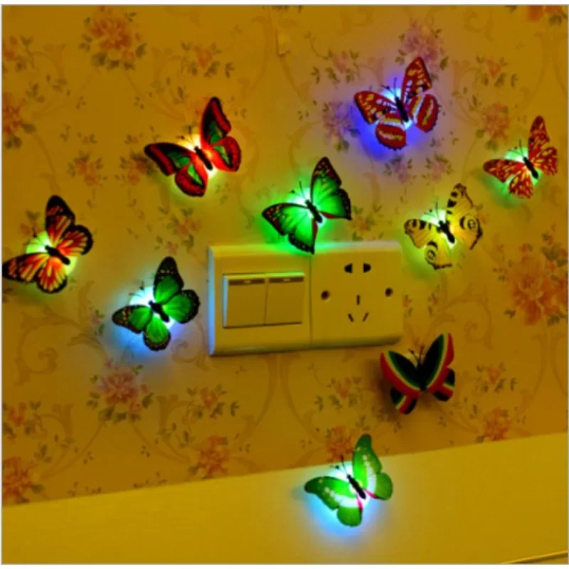 3D Wall Sticker Wallpaper Self-Adhesive Butterfly Stickers Lamps Panel for Living Room Bedroom Bathroom Home Decoration DIY Gift