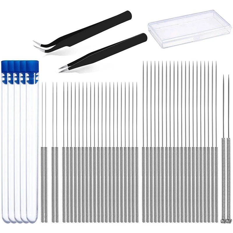 48 Pcs 3D Printer Nozzle Cleaning Kit 0.15 0.25 0.35 0.4 0.5mm Nozzle Cleaning Needle with Transparent Storage Box