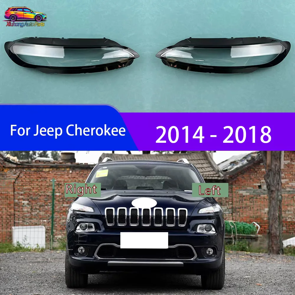 For Jeep Cherokee 2014 - 2018 Transparent Headlamp Cover Headlight Mask Lampshade Lamp Shell Plexiglass Replace Original Lens