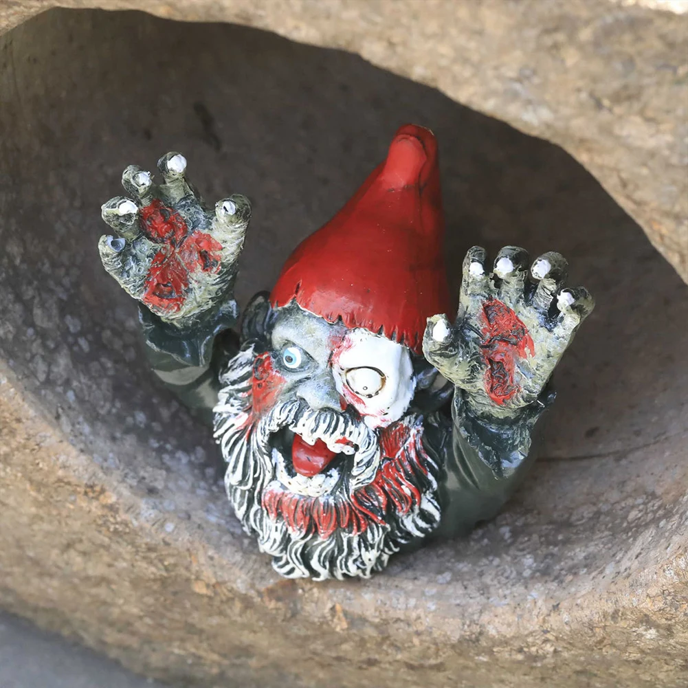 Halloween Zombie Gnome Gothic Decor Realistic Garden Gnome Graveyard Statue Spooky for Outdoor Garden Patio Yard Lawn