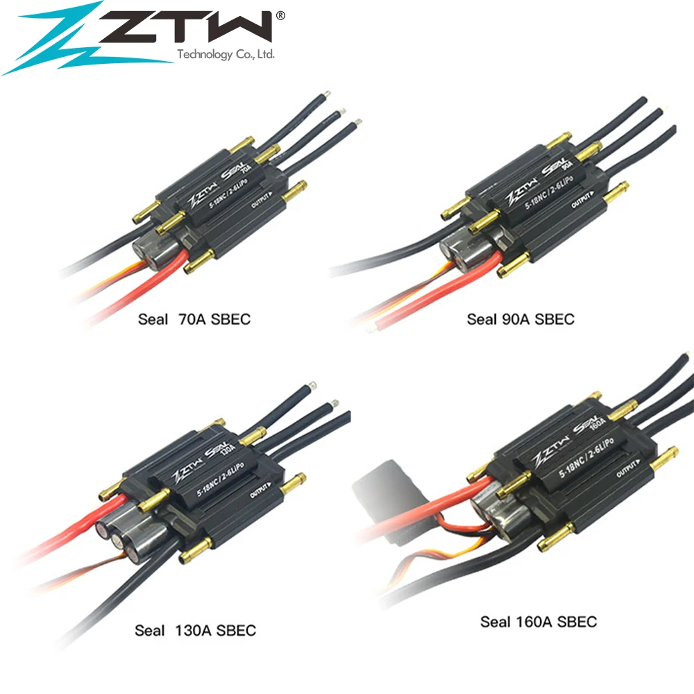 

ZTW Seal 70A/90A/130A/160A ESC SBEC 5.5V/8A Waterproof Two-way Water Cooling Brushless Speed Controller for RC Racing Boat