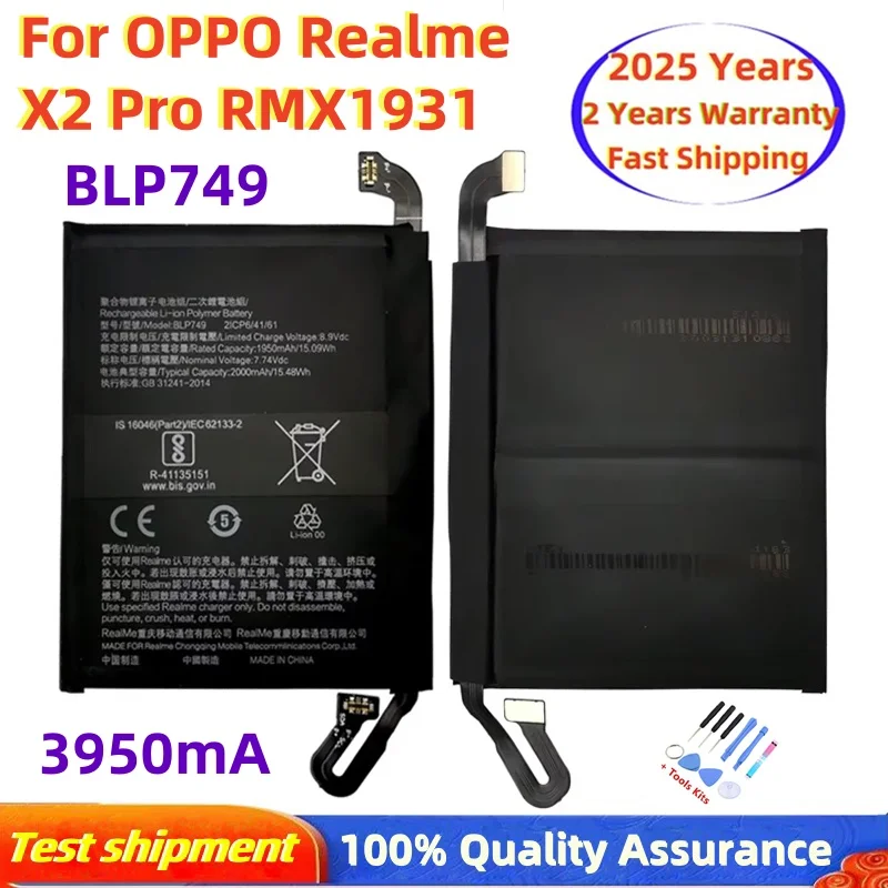 

2025 100% Original New High Quality 3950mAh Phone Replacement Battery BLP749 For OPPO Realme X2 Pro RMX1931 Fast Shipping