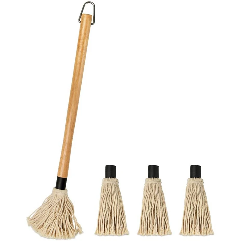Barbecue BBQ Brush Basting Mop With Wooden Handle Grilling Smoking Steak Cooking Or Bbq Cleaner Bbq Tools