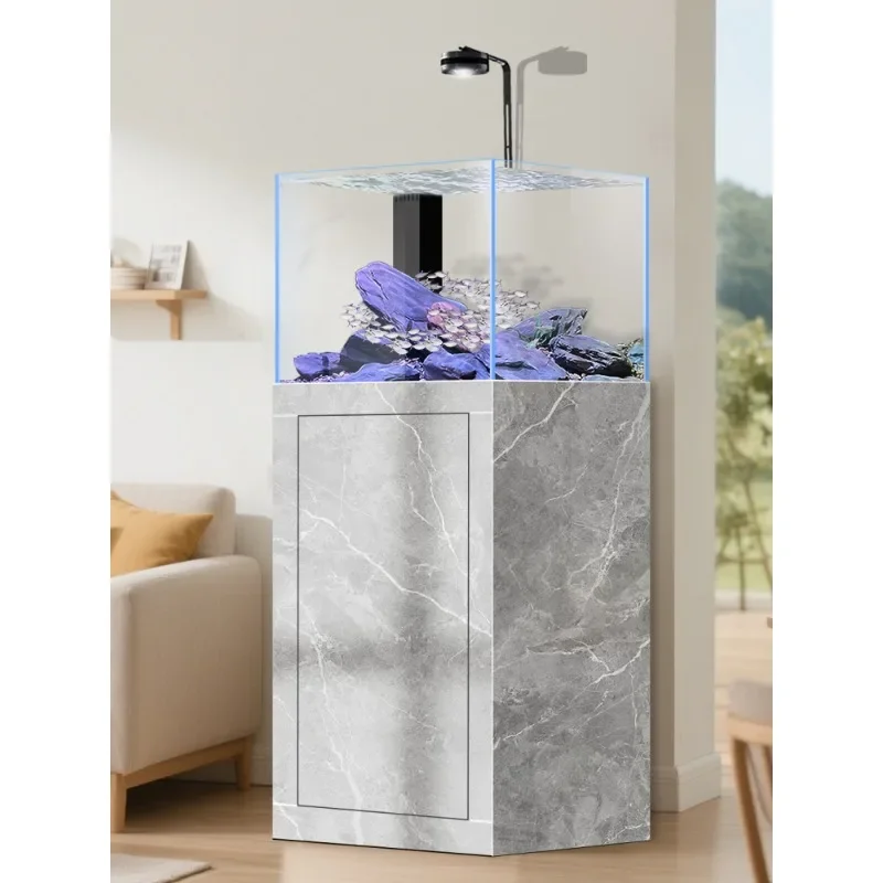 Fish tank living room 2025 new small ultra-white glass ecological bottom filter desktop household vertical stream tank aquarium