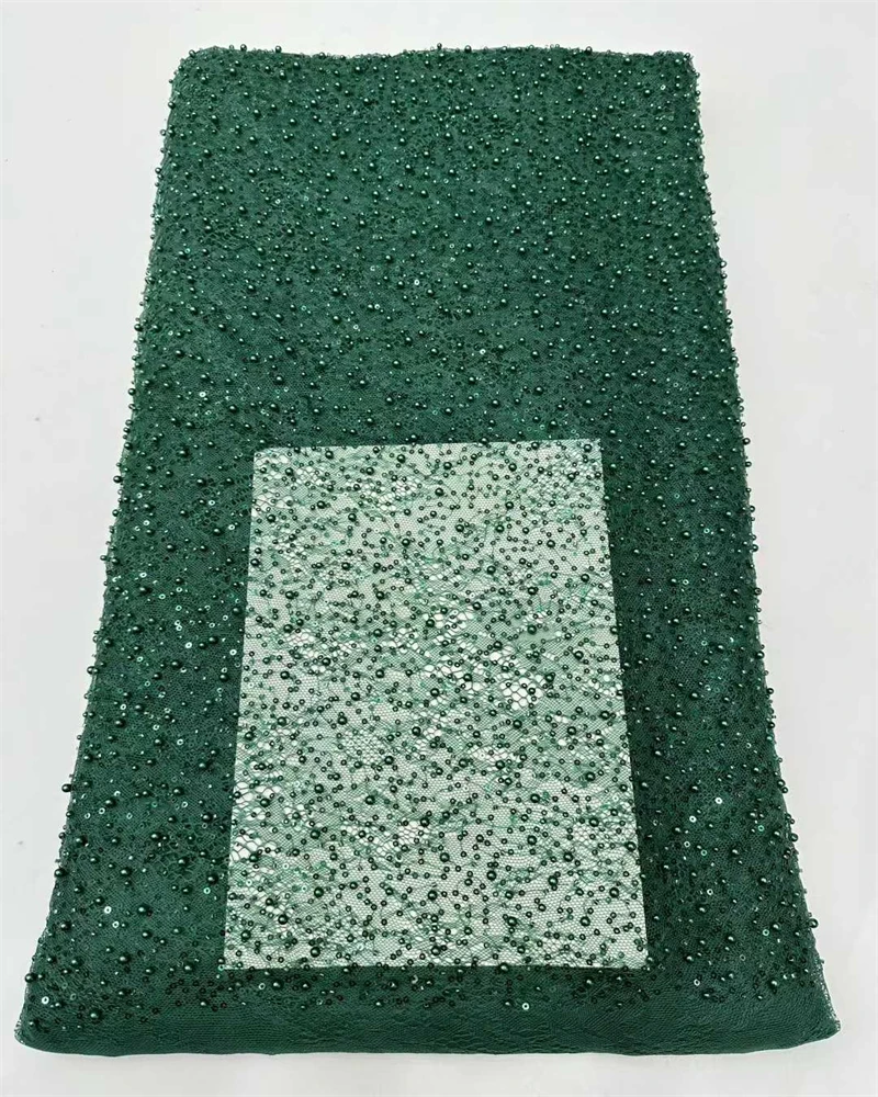 

African Groom Lace Beaded Fabric For Sewing Party Dresses High Quality French Mesh Fabric Embroidered Nigeria Sequins Lace
