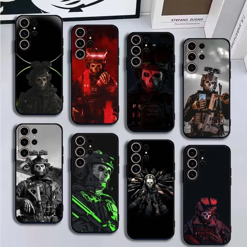 حافظة هاتف c-Call Of Game Duty لهاتف SamsungS25,24,21,22,23,30, Ultra,20, Plus, Fe, Lite, Note,10,9, غطاء أسود ناعم