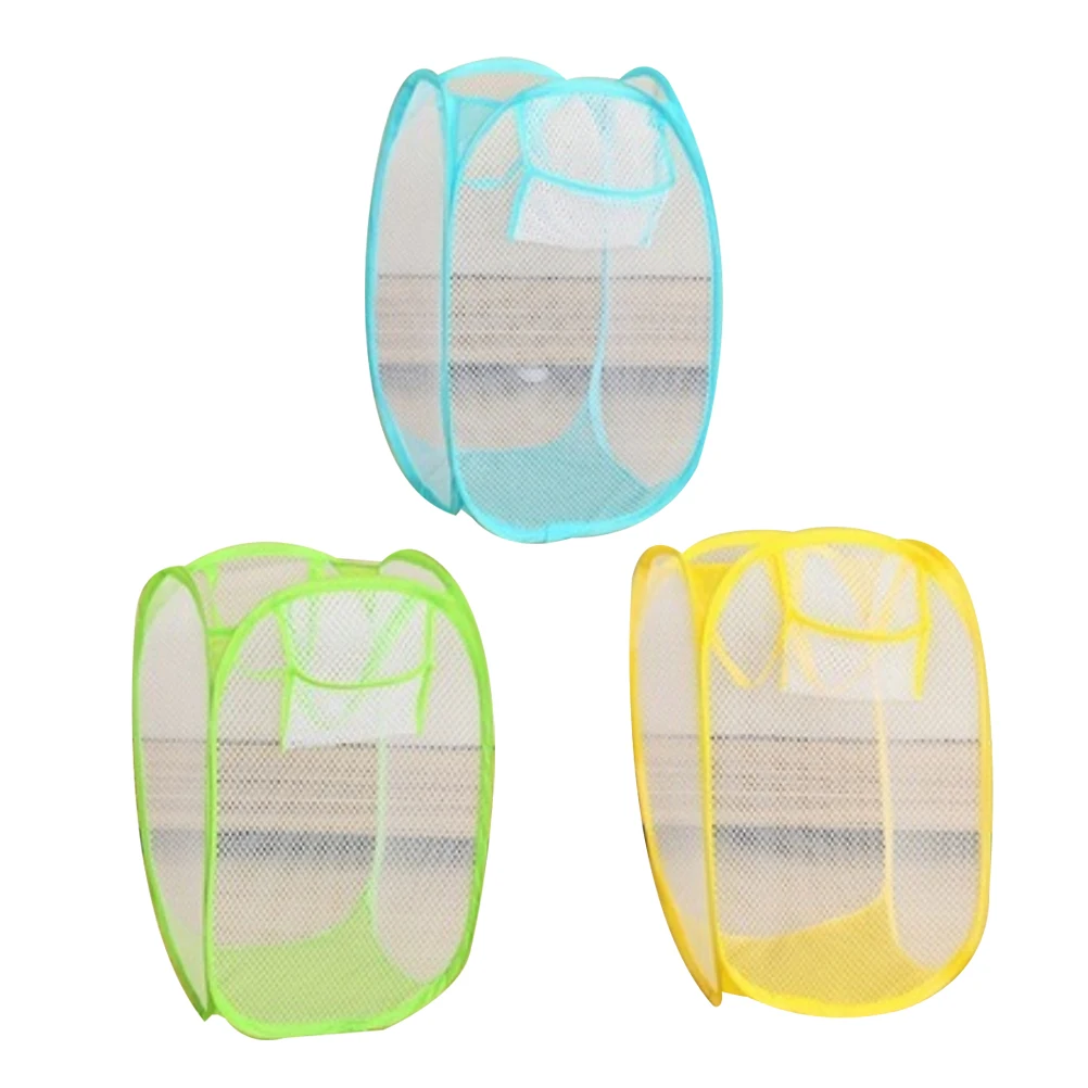 

Folding Laundry Hamper Foldable Storage Basket Collapsible Mesh Bag For Bedroom Bathroom Dorm Lightweight Nylon Laundry Basket