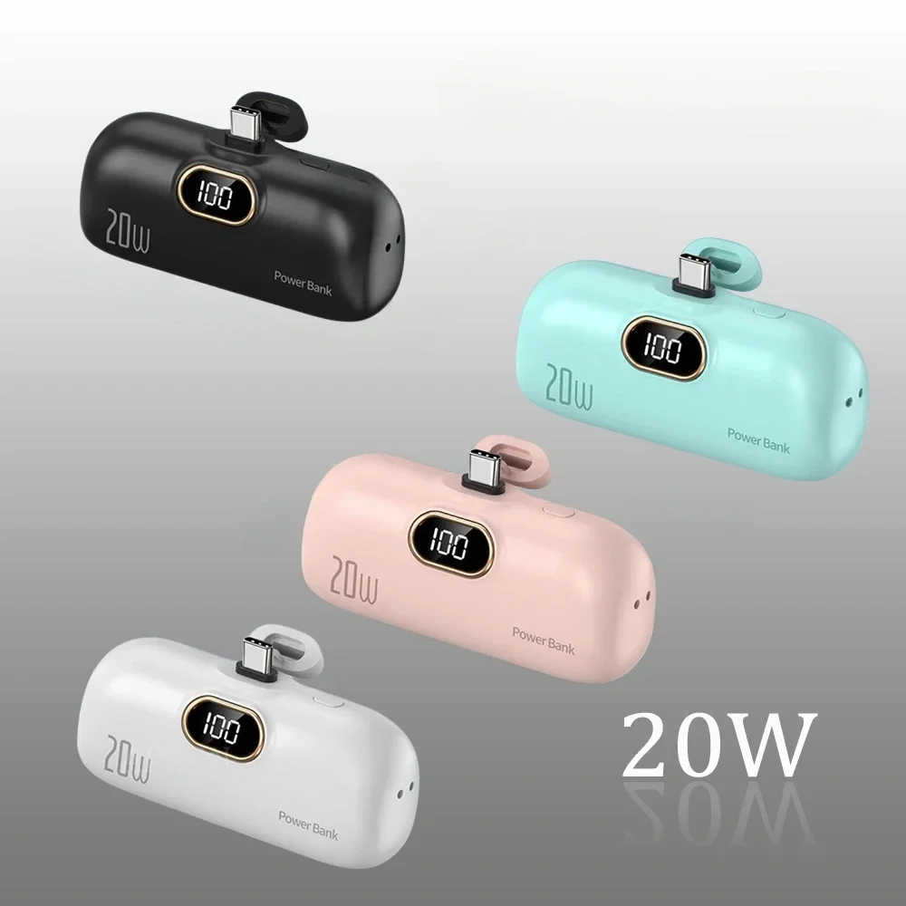 Fast Charging Mobile Power Supply 20W Type-C New Capsule Power Bank Mini Pocket Portable 10000mAh