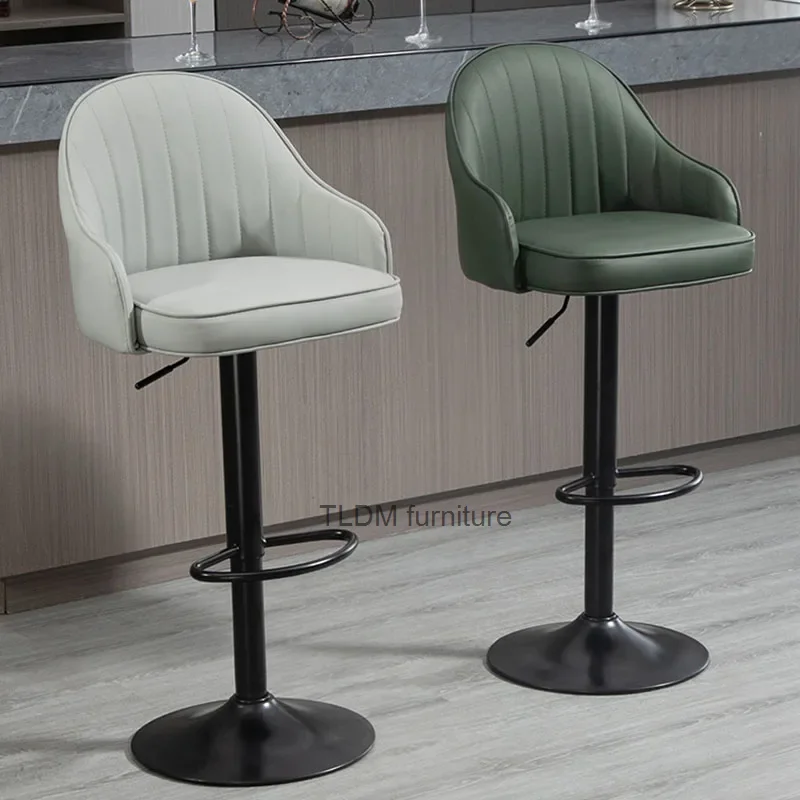 

Leather Dining Room Bar Chairs Modern Luxury Adjustable Black Bar Stool High Quality Nordic Taburetes De Bar Home Furniture