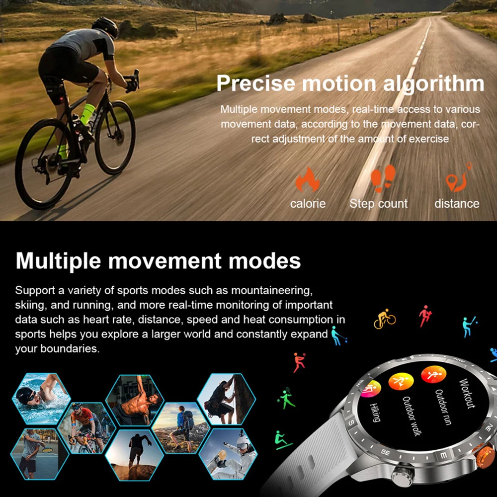 Nuevo Reloj Inteligente para Hombre y Mujer, Modos Deportivos, Monitor de Salud, Llamadas Bluetooth, Reloj Inteligente a Prueba de Agua para Exteriores, Pantalla AMLOED HD de 360*360