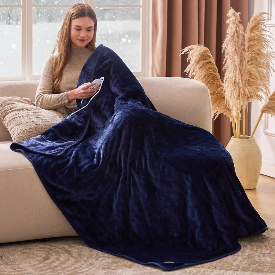 

Heated Blanket Electric Throw 50X60 Heating Blanket Electric Blankets with 6 Heating Levels 112 Hours Auto Off Machine Washable