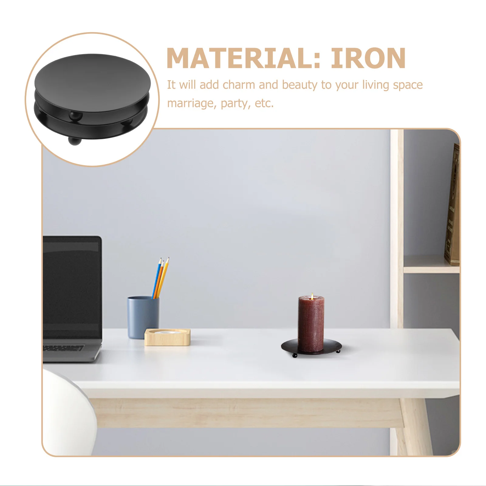 

3pcs Iron Plate Centerpiece Display Tray Creative Wedding Candlestick For Home Party Outdoor Decor Metal Holder Simple