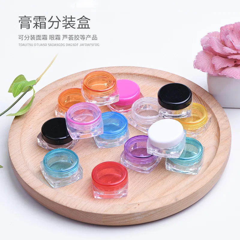 1000pcs Skin Care Cream Mini Square Round 3g 5g Clear Empty Sample Plastic Cosmetic Container Jar for Lip