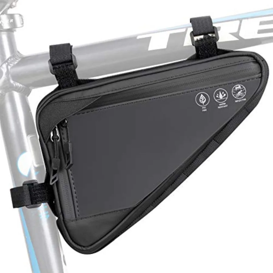

Bike Frame Storage Bag Water Resistant Reflective Bicycle Triangle Bag with Two Side Pockets Strap-On Under Seat Tool Accessori