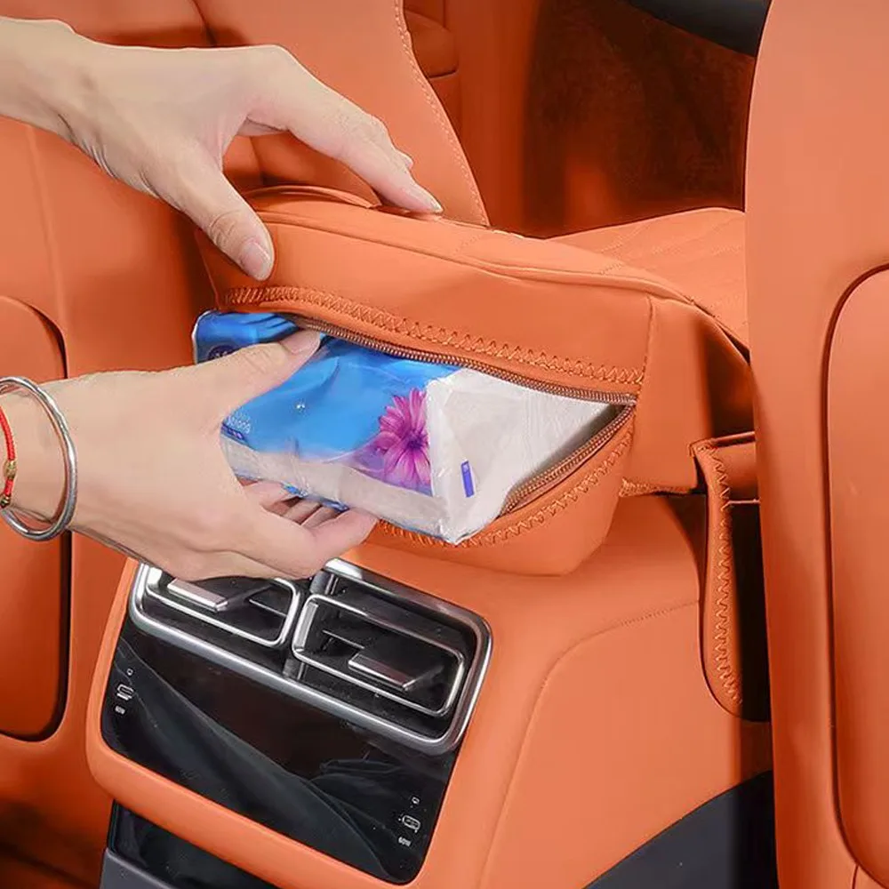 

Convenient Portable Center Console Armrest Cushion PU Leather Height Increasing Tissue Box Multifunctional Armrest Pad Universal
