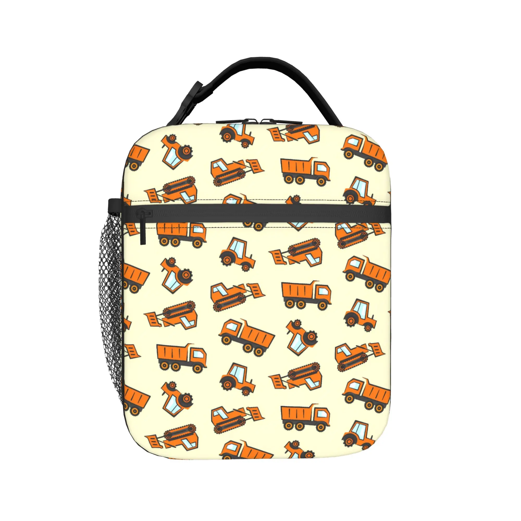 Toys heavy construction machines Lunch Bag  Travel Lunch Box For Men Print Thermal Lunch Bags Oxford Portable Zipper Cooler Bag