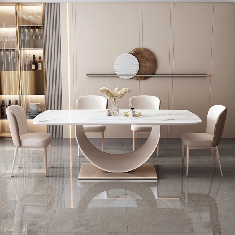 

Luxury White Dining Table Elegant Service Center Desserts Table 4 Chairs Modern Restaurant Mesa Salon Home Decor Furniture