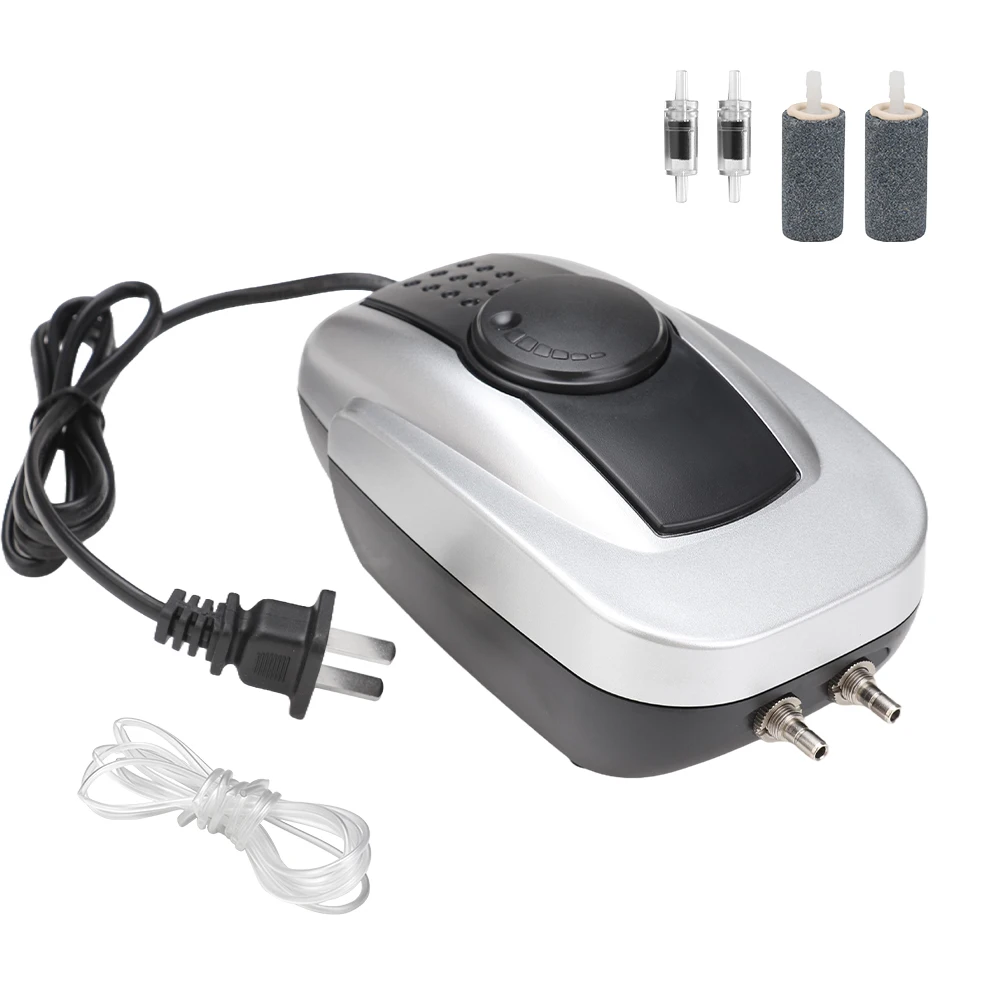Silent Aquarium Fish Tank Air Pump Oxygen Tank Air Compressor Aerator Single Double Outlet Oxygen Pumps Aquariums Aquatic 220V