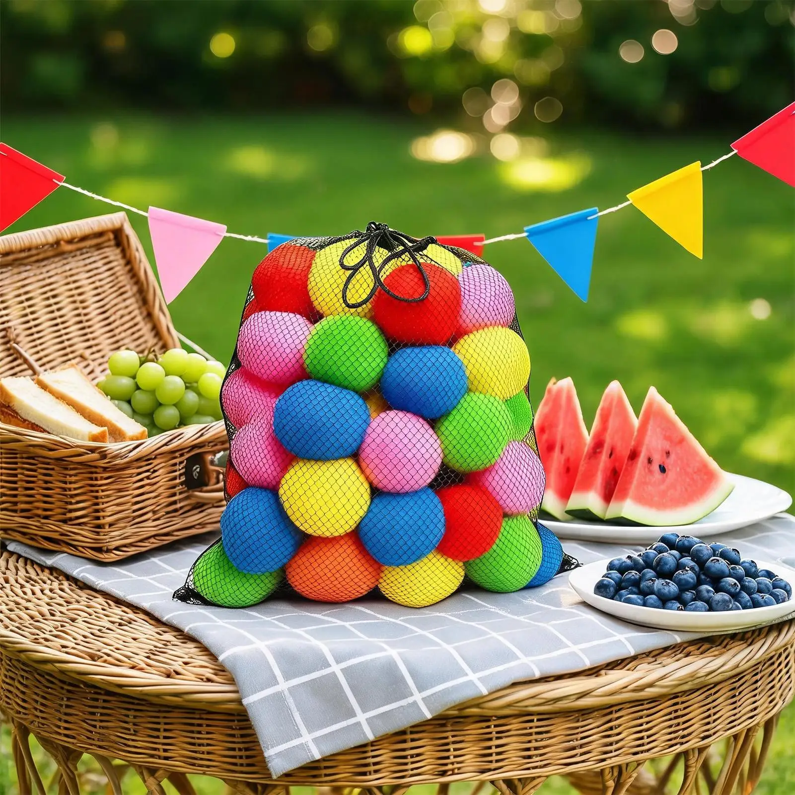 Reusable Water Balls 60 Pieces Refillable Reusable Sponge Toy 9 Colors Pool Water Balls For Kids Summer Outdoor Party Backyard