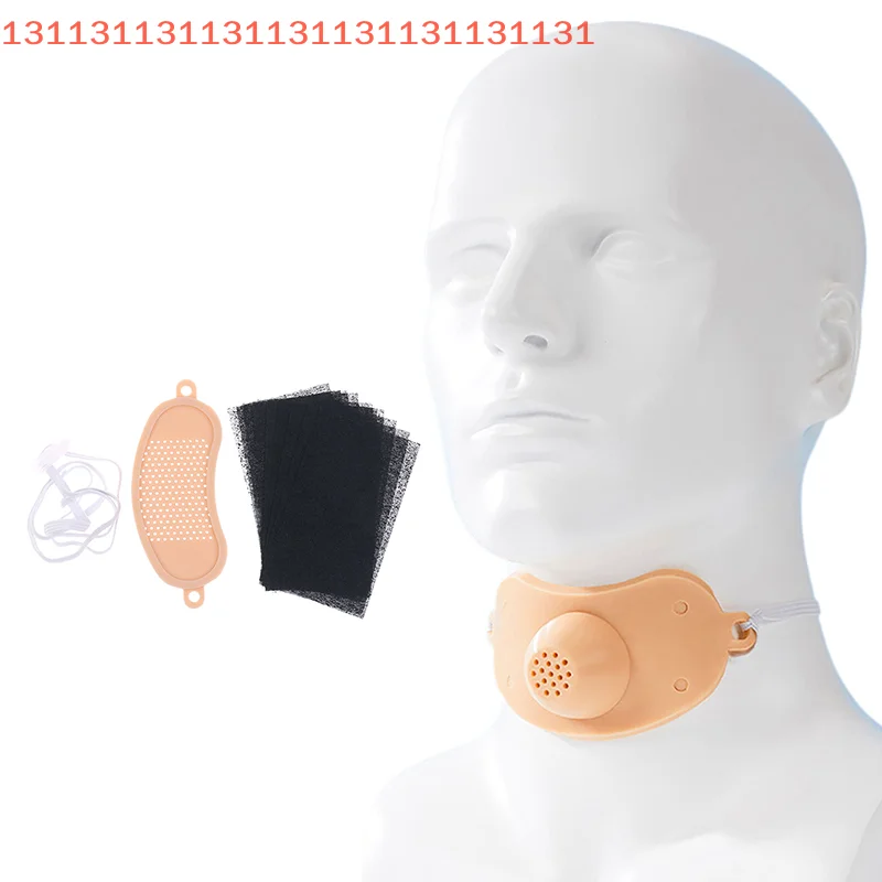 لوازم العلاج لإعادة تأهيل الحلق قناع فحم الحنجرة الكامل غطاء غبار القصبة الهوائية من السيليكون