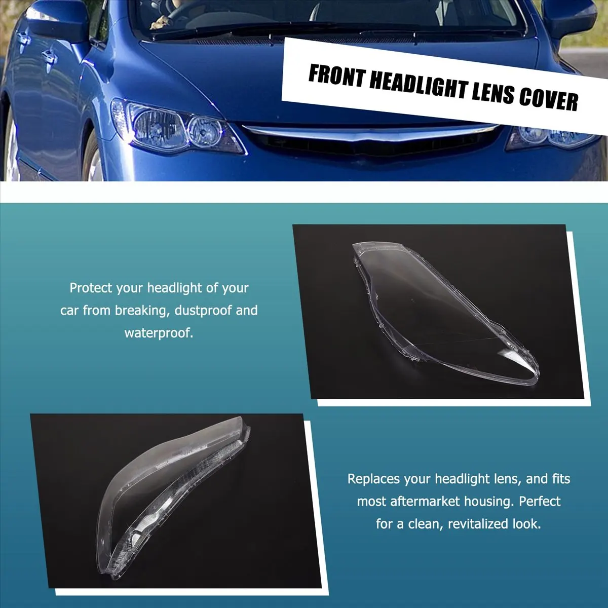 Compatible Car Front Left Side Headlight Clear Lens Lamp Shade Shell Cover for FD 2006 2007 2008