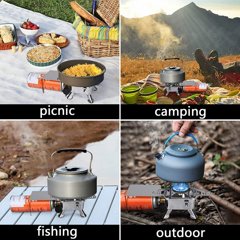 Portable Camping Gas Stove With Piezo Ignition Stable Support,Outdoor Stove Burner Picnic Cookware,Adapter For Camping