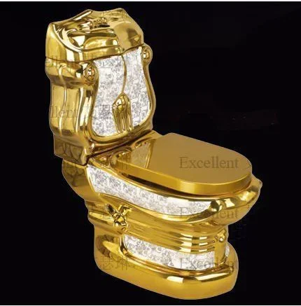 The product can be customized.European style toilet, gilded, local luxury, gold retro toilet, golden relief, colored toilet