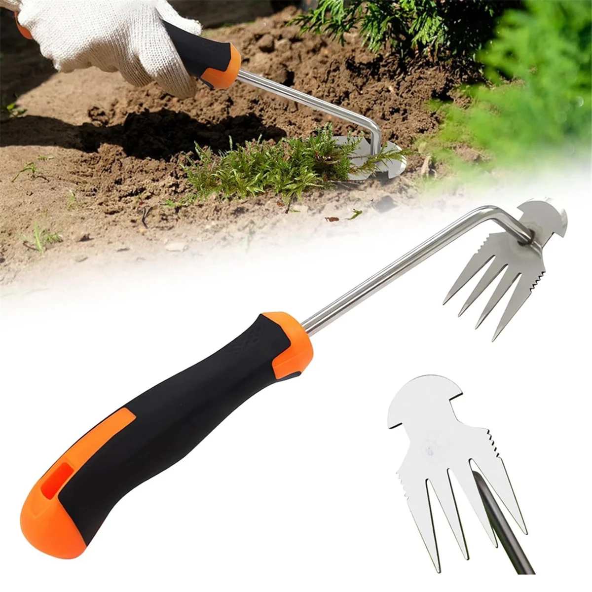 Weeding Artifact Uprooting Weeding Tool, 4 Teethes Dual Purpose Manual Multifunctional Weeders Tool Weed Pulling