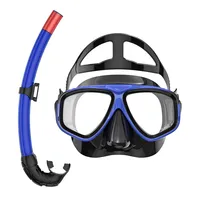 Juego de máscara de snorkel de bajo volumen, vidrio templado antifugas de silicona ajustable para adultos, entrenamiento, snorkel, natación y buceo