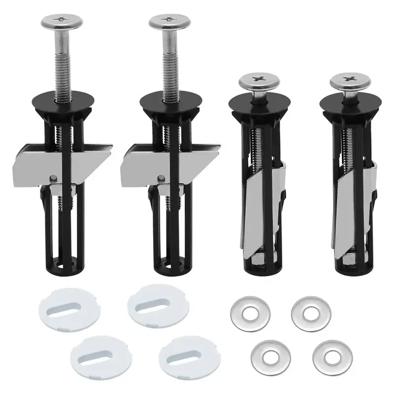 A21Q -4 Pcs Toilet Seat Fittings, Toilet Seat Fixing Kit,Universal For Blind Holes Easy Install Replacement With Gaskets