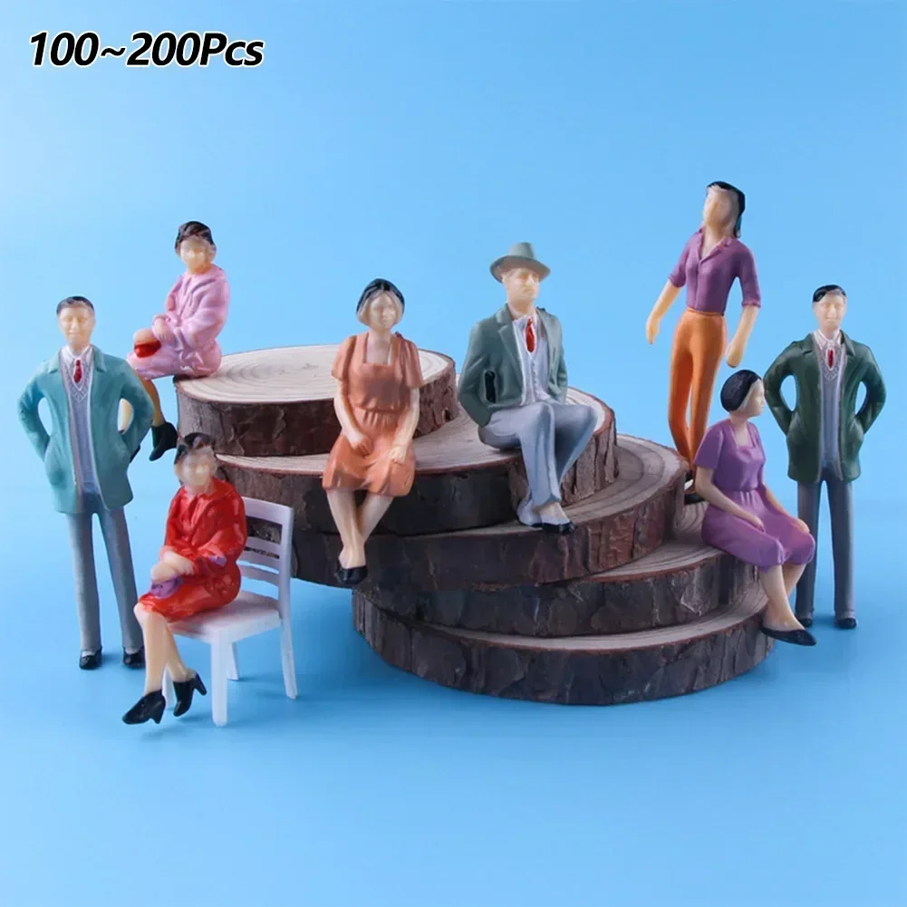 100/200Pcs People Model Building People Figures Passengers Train Scenery DIY Character 1:87 Scale Mixed Color Pose Model