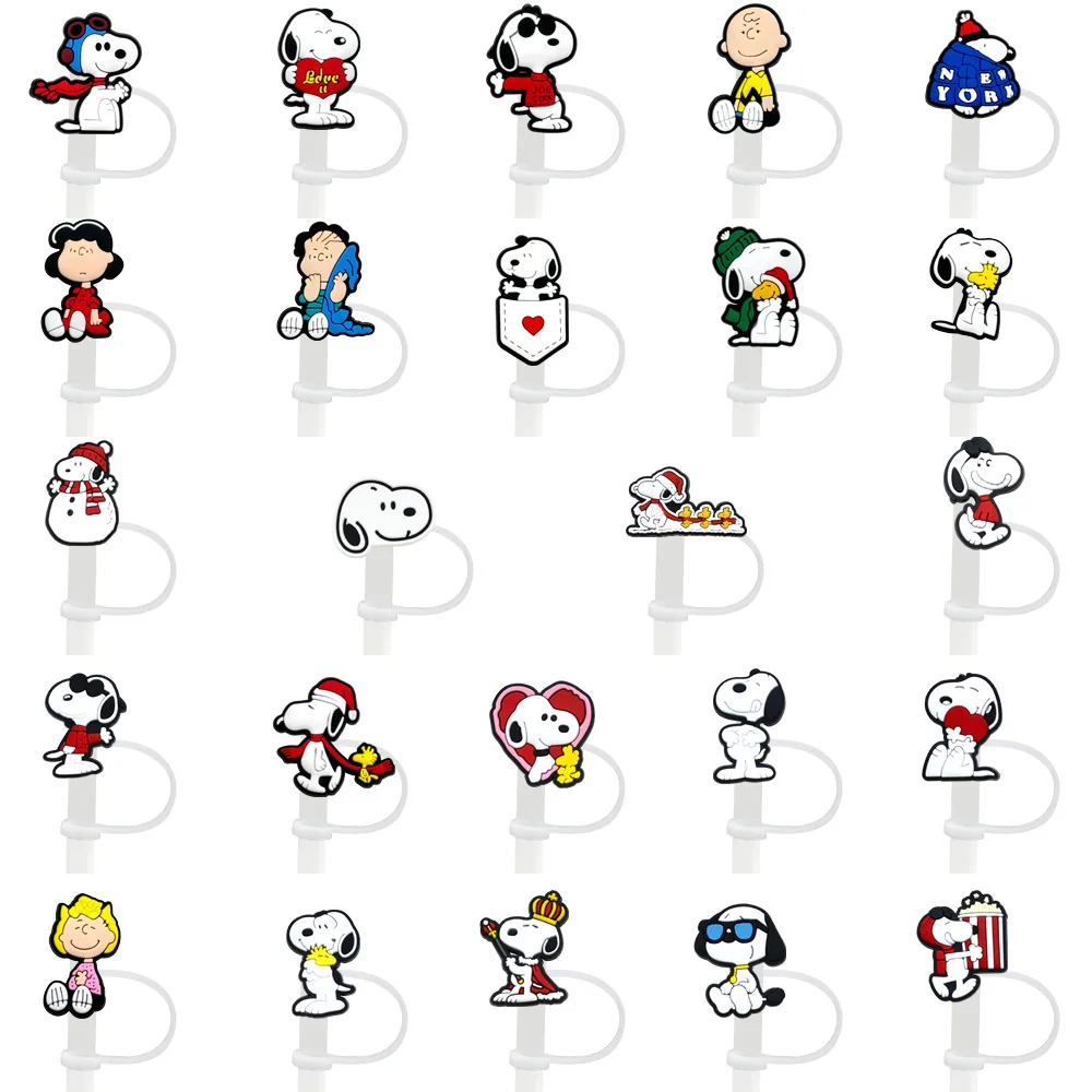 8-10mm New Snoopy Straw Cap Straw Plug Dust Cap Cartoon Straw Accessory Soft Rubber Dust Cover Recyclable Y2k Fashion Toys Anime