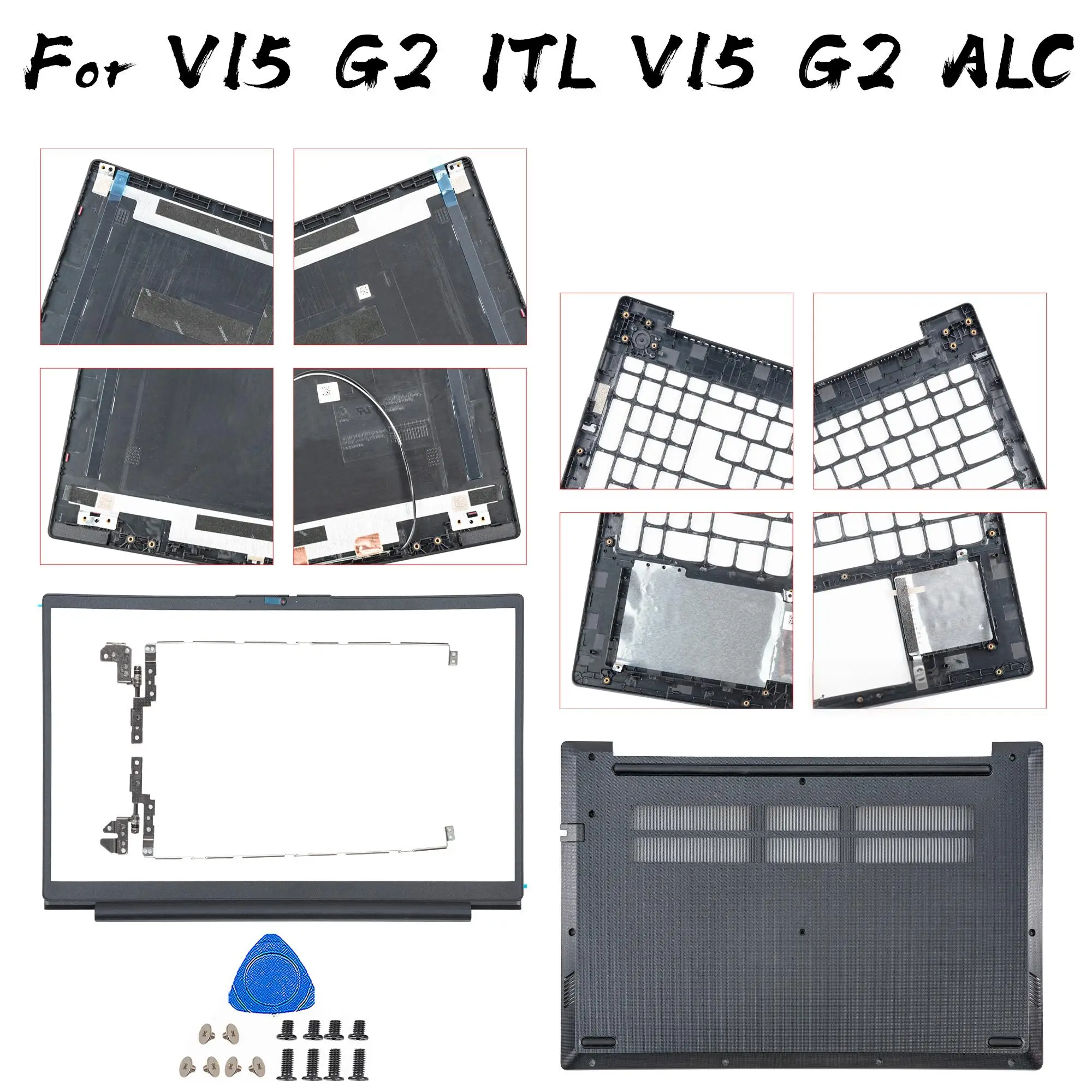

Parts HV560 For V15 G2 ITL V15 G2 ALC LCD Back Cover Bezel Hinges palmrest Bottom Case Housing Case 5CB1B96446 5CB1B96453