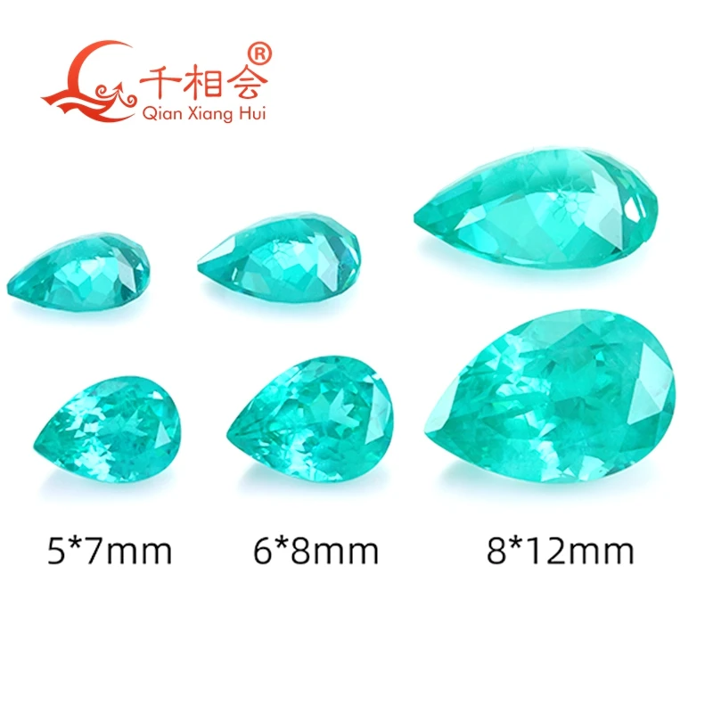 

Lab Grown Neon greenish Paraiba Color Pear Shape Yttrium Aluminum Garnet Gem Stone with Inclusions for Jewelry Making