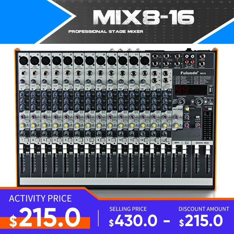 Fuluode DELLA MISCELA Serie Professionale 8/12/16 Canali con Riverbero Conferenze Piccoli Elettrodomestici Audio OEM di Sostegno