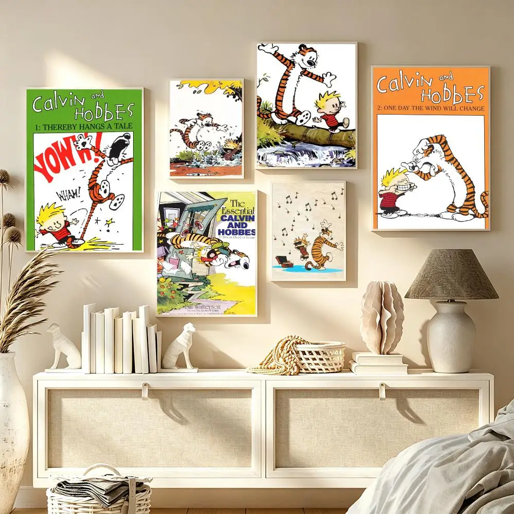 Anime C-Calvin And Hobbes Poster Decorative Wall Art Print Poster Room Decoration Bedroom Home Office Gift Idea