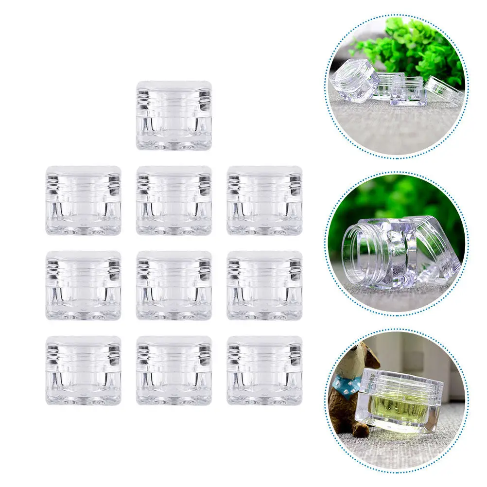 10 Uds. Frascos pequeños de 5G para almacenamiento de crema con tapa, dispensador portátil para aceites esenciales, gel de baño, loción facial, viajes