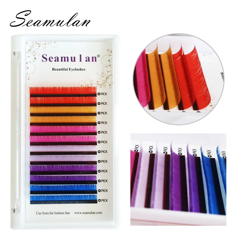 Seamulan DIY Mix Color False Eyelashes Individual Eyelash Extension Color Fake Eye Lashes Mink Eyelash Extension Makeup Tool