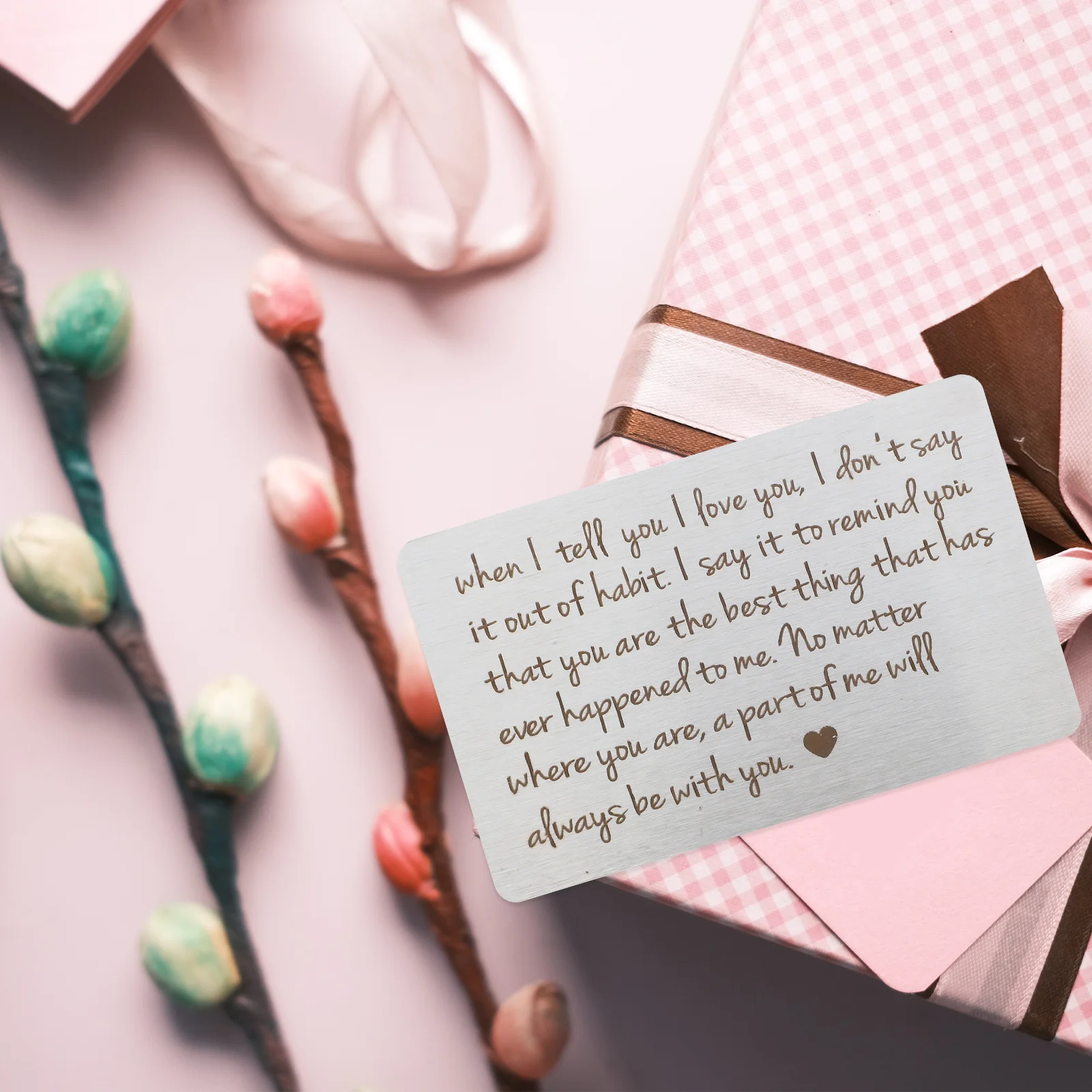 Inserto inciso per carta portafoglio in acciaio inossidabile per anniversario, regalo di San Valentino, decorazione per inserto portafoglio in metallo