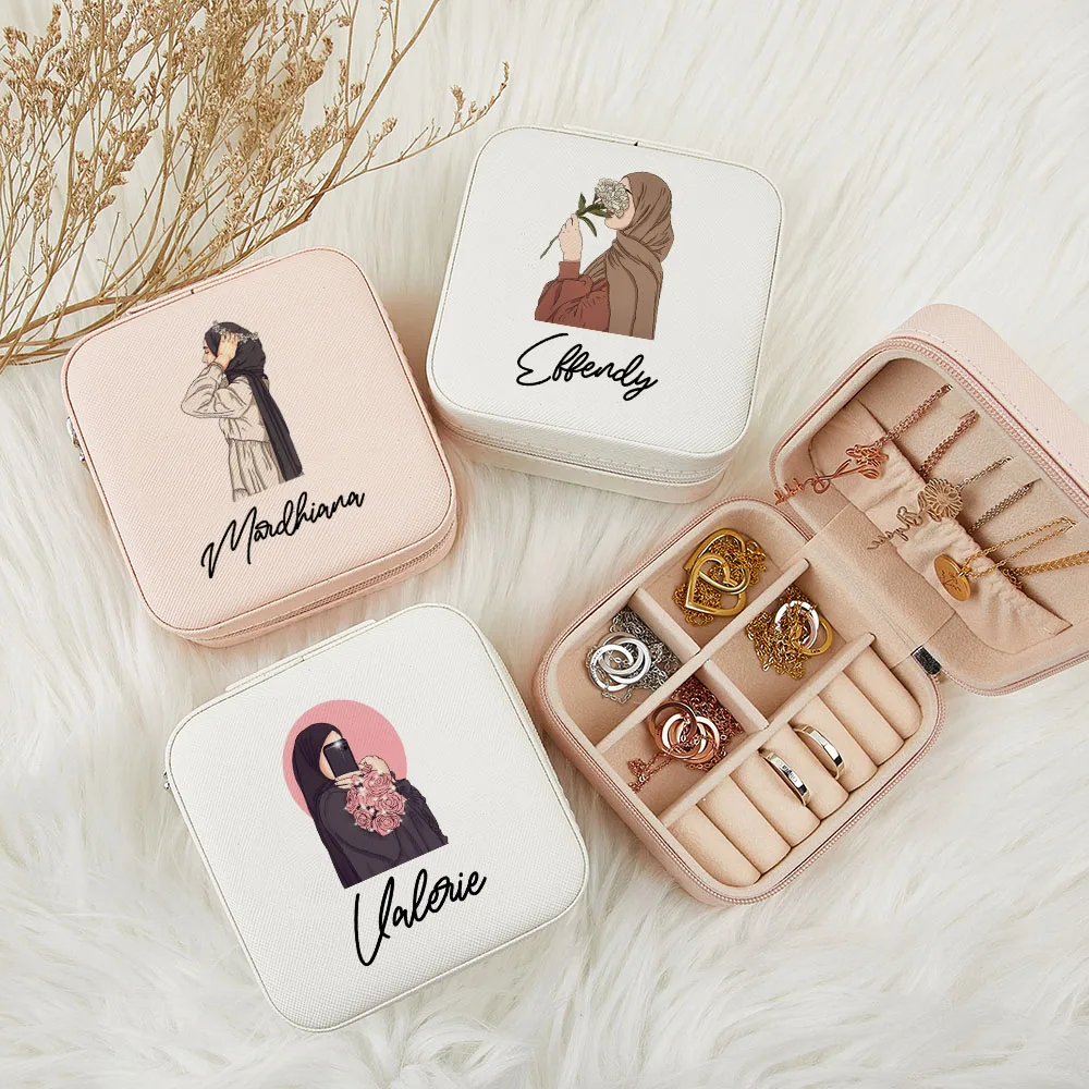 Personalised Hijabi Girl Jewelry Box Girls Jewelry Organizer with Name Perfect Muslim Girls Gift Customize Eid / Ramadan Gifts