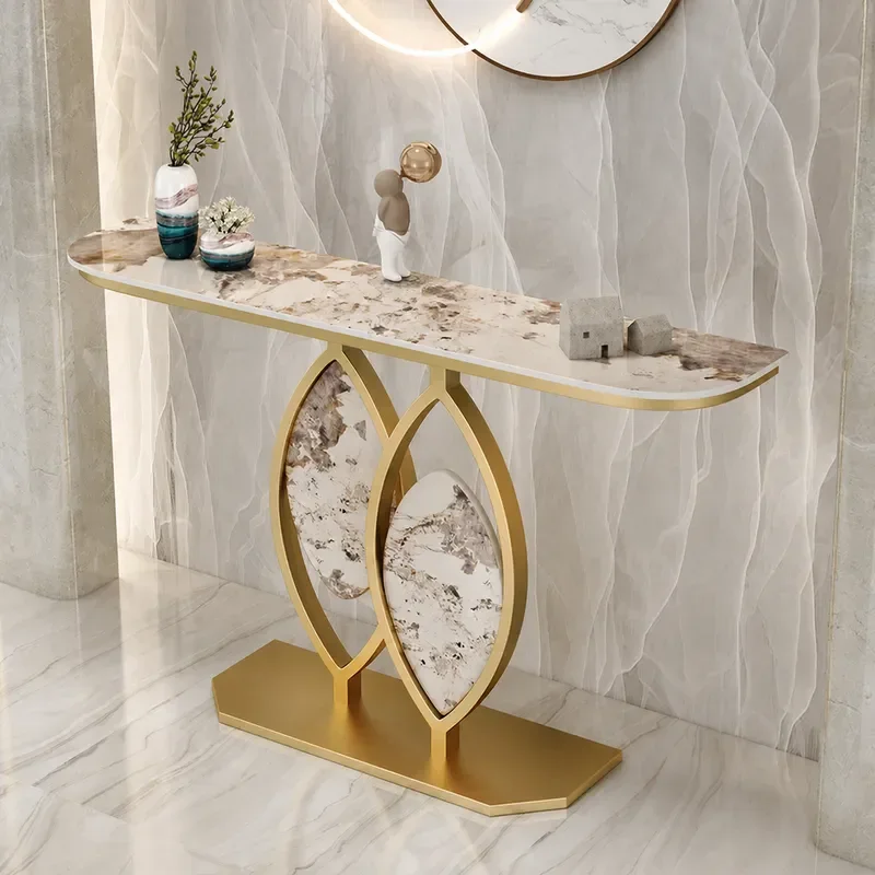 Italian Light Luxury Entrance Table Semicircular Console Cabinet for Hallway Foyer Simple Modern Entryway End View Table