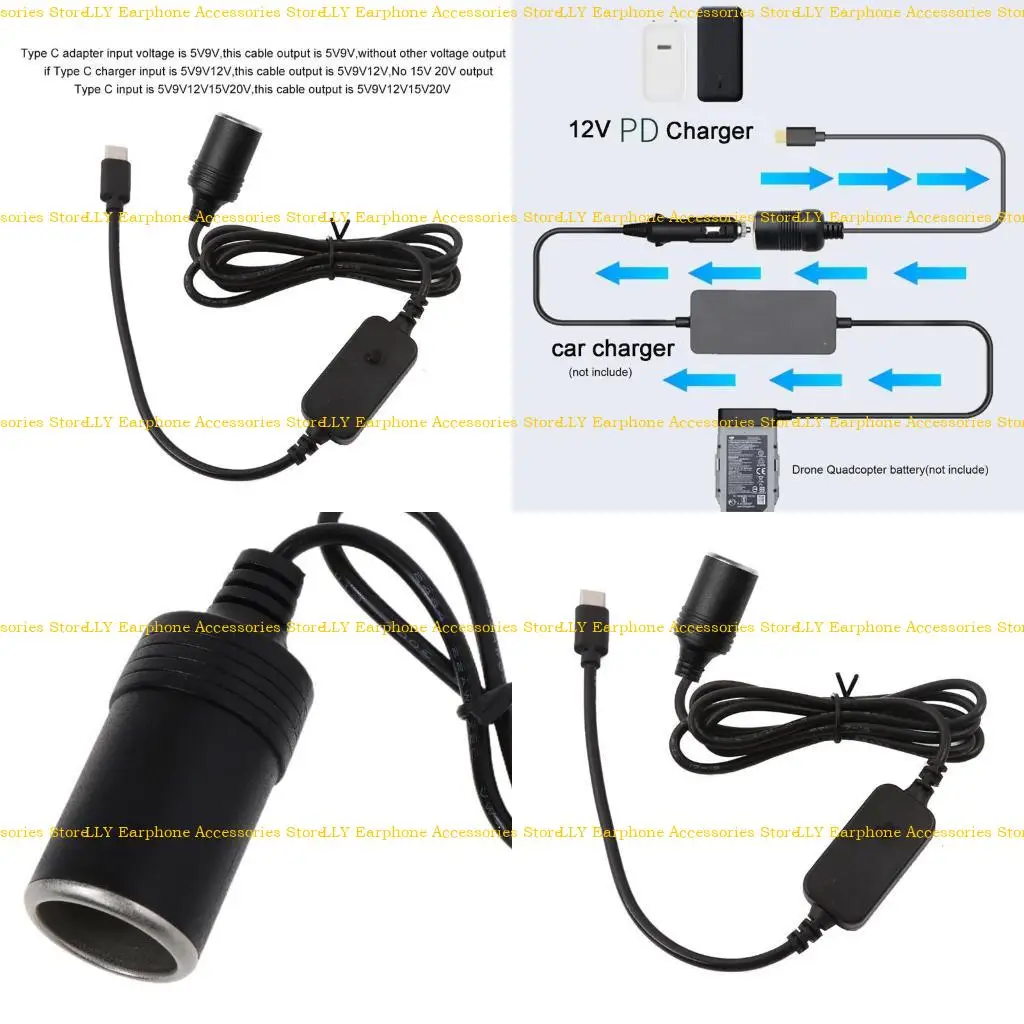 

462E Type C Car Socket Type-C to Cigarette Charging Adapter
