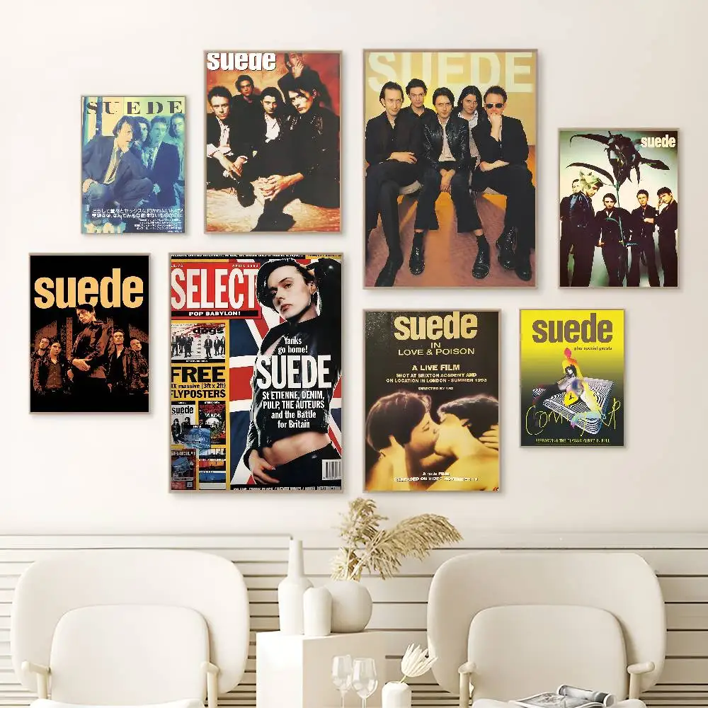 Classic S-Suede Band Classic Vintage Posters Waterproof Paper Sticker Coffee House Bar Home Decor