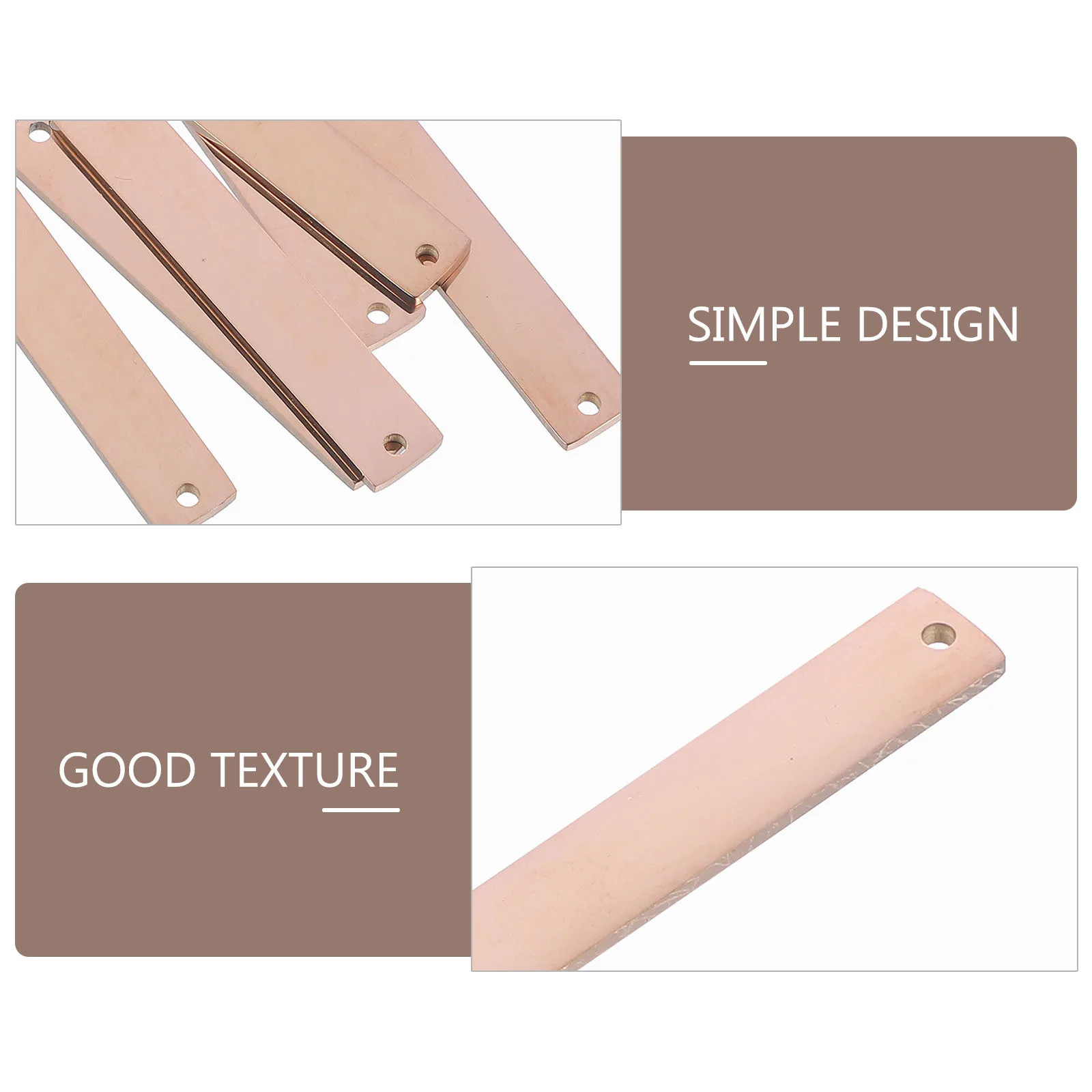 10Pcs Stainless Steel Double Holes Connector Rose Gold Pendant DIY Metal Jewelry Accessories Hanging Decorations Keychain Bag