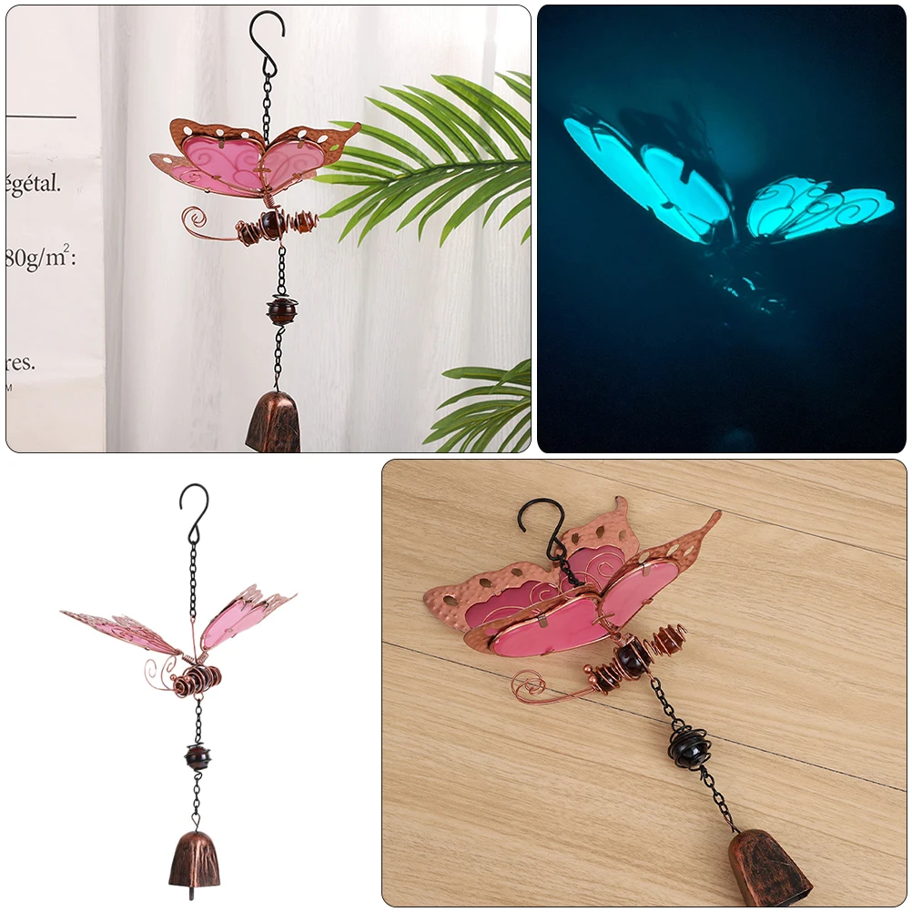 

Luminous Butterfly Ornament Wind Chimes Acrylic Aluminum Alloy Durable Decorative Pendant for Cafe Yard Bell Hanging