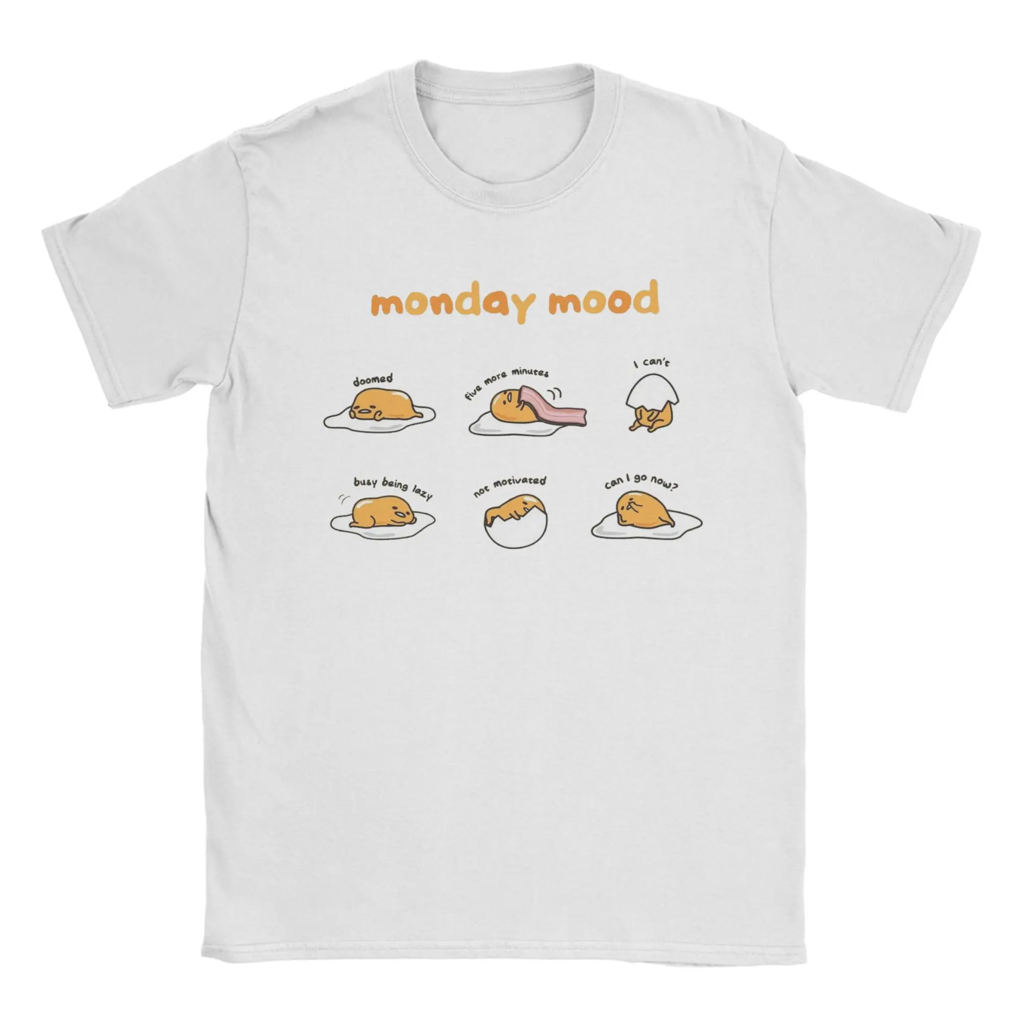 مضحك Gudetama الاثنين تي شيرت للرجال النساء القطن قصير الأكمام الكرتون كسول البيض جولة الرقبة الصيف قمم